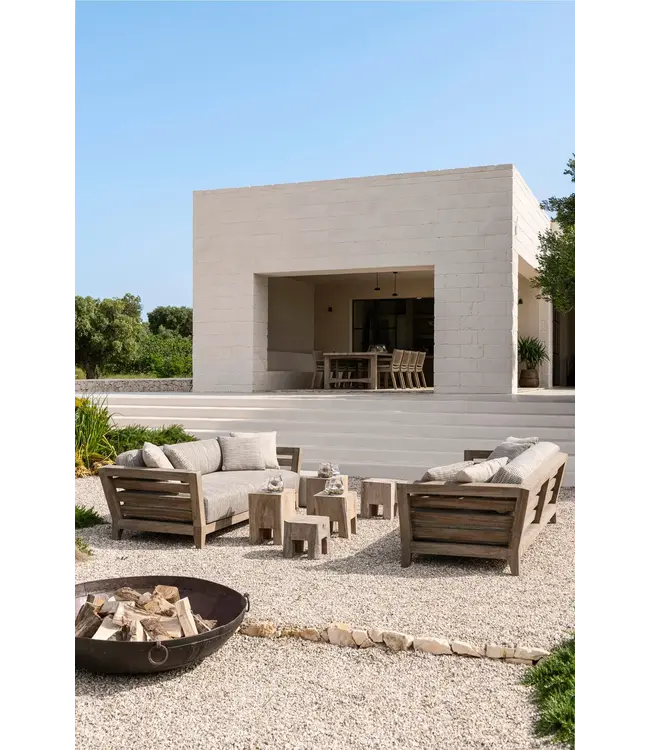 GOMMAIRE Outdoor Meubels | Organic Living Divano Mia a 3 posti | Teak grigio naturale