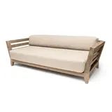 GOMMAIRE Outdoor | Organic Living Sofa Mia, 3-Sitzer | Teakholz, Naturgrau