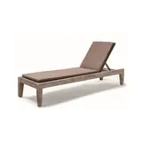 GOMMAIRE Outdoor | Organic Living Sonnenliege Lisa inkl. Rollen | Teak Naturgrau / PE-Geflecht Antikgrün
