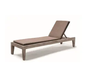 GOMMAIRE Outdoor Meubels | Organic Living Lettino prendisole Lisa con ruote | Teak Grigio Naturale / Vimini PE Antique Weed