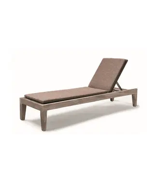 GOMMAIRE Outdoor Meubels | Organic Living Sonnenliege Lisa inkl. Rollen | Teak Naturgrau / PE-Geflecht Antikgrün