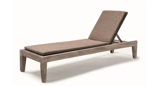 GOMMAIRE Outdoor | Organic Living Tumbona Lisa con ruedas | Teca gris natural / Mimbre sintético color verde hierba antiguo