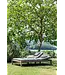 GOMMAIRE Outdoor Meubels | Organic Living Bain de soleil double Lisa avec roulettes | Teck gris naturel / Osier PE Antique Weed