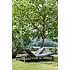 GOMMAIRE Outdoor | Organic Living Lettino prendisole doppio Lisa con ruote | Teak Grigio Naturale / Vimini PE Antique Weed