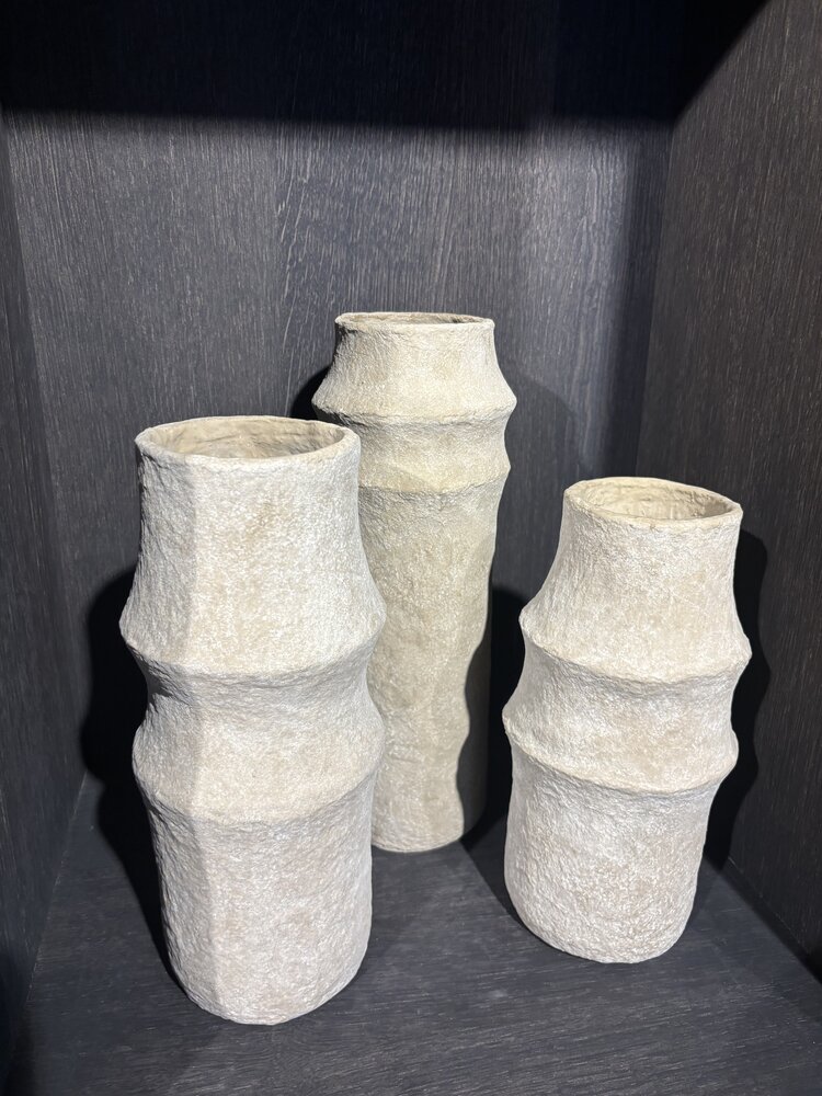 NU PUUR & GROEN Jarrones de algodón maché marrón - Juego de 3 NU PUUR & GROEN Jarrones de algodón maché marrón - Juego de 3