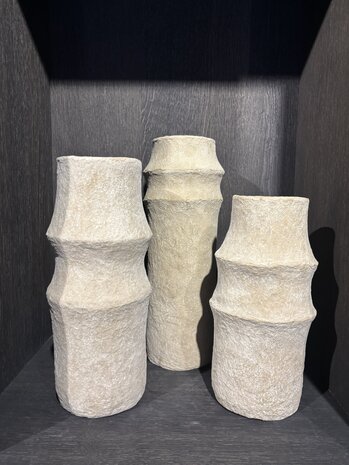 NU PUUR & GROEN Jarrones de algodón maché marrón - Juego de 3 NU PUUR & GROEN Jarrones de algodón maché marrón - Juego de 3