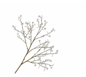 SILK-KA Branche fleurie blanche | 107 cm
