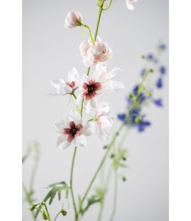 SILK-KA Ramo di delphinium crema/rosa | 101 cm