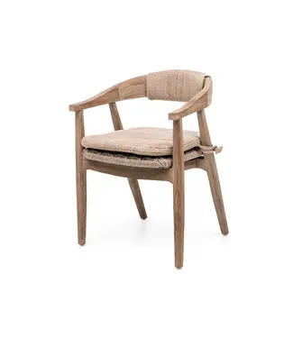 GOMMAIRE Outdoor Meubels | Organic Living Sessel Faye mit Korbsitz | Teakholz Naturgrau