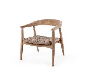 GOMMAIRE - Organic Living - Design Furniture Fauteuil Faye en résine tressée | Teck gris naturel GOMMAIRE - Organic Living - Design Furniture Fauteuil Faye en résine tressée | Teck gris naturel