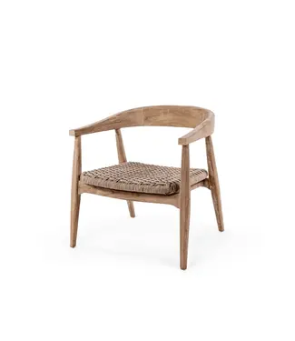 GOMMAIRE Outdoor Meubels | Organic Living Fauteuil Faye en résine tressée | Teck gris naturel