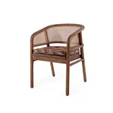 GOMMAIRE Outdoor | Organic Living Sillón Imen | Madera de teca teñida en marrón Emas / Mezcla de mimbre PE