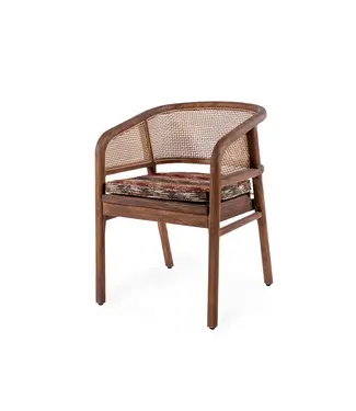 GOMMAIRE Outdoor Meubels | Organic Living Sessel Imen | Teakholz, gebeizt in Emas Brown / PE-Geflechtmischung