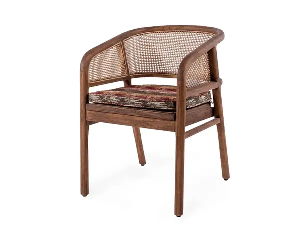 GOMMAIRE Outdoor | Organic Living Armchair Imen | Teak Woodstain Emas Brown / PE Wicker Blend