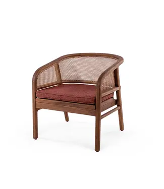 GOMMAIRE Outdoor Meubels | Organic Living Sessel Imen | Teakholz, gebeizt in Emas Brown / PE-Geflechtmischung