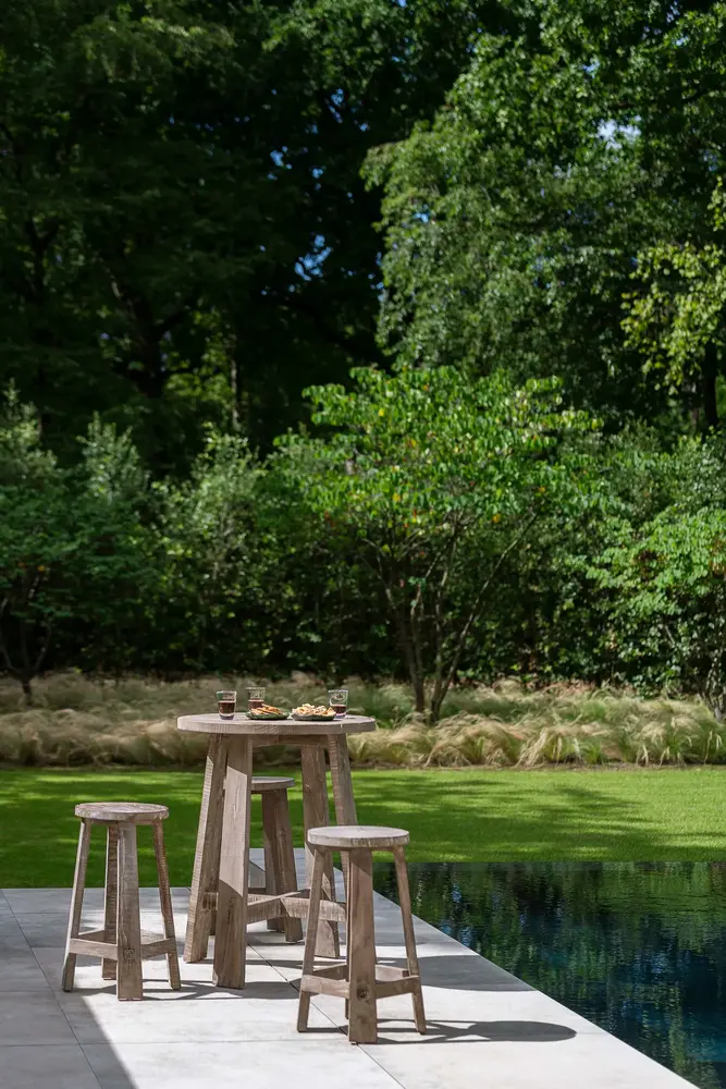 GOMMAIRE Outdoor | Organic Living Bar Stool Alex | Teak Natural Grey