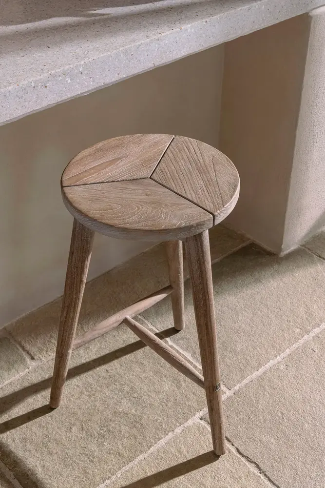GOMMAIRE Outdoor | Organic Living Taburete de bar Asti | Teca gris natural