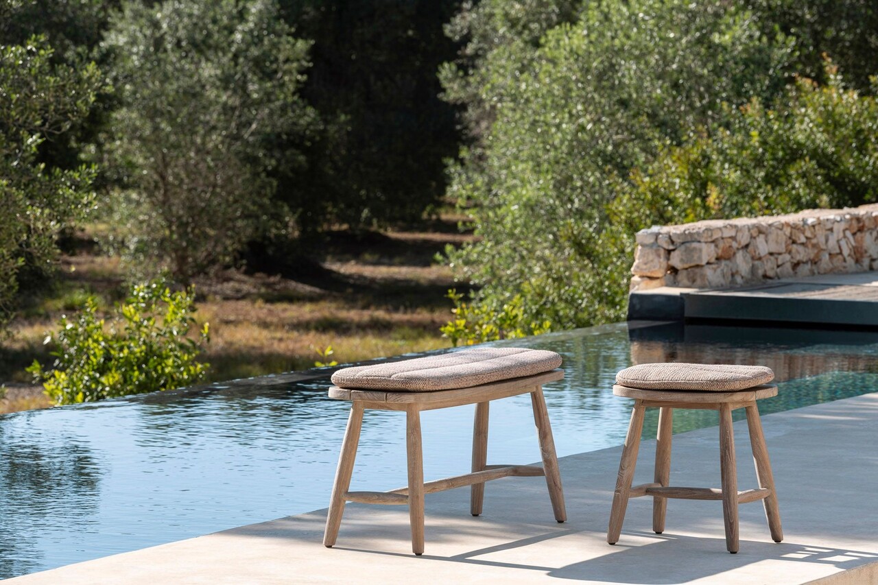 GOMMAIRE Outdoor | Organic Living Panca Faye | Teak Grigio Naturale