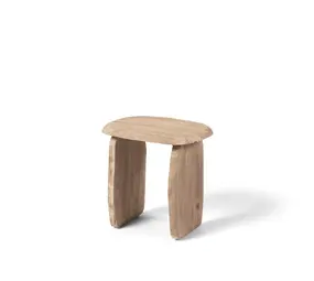 GOMMAIRE Outdoor Meubels | Organic Living Hocker Kiesel | Teak Naturgrau