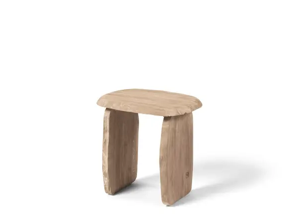 GOMMAIRE Outdoor | Organic Living Stool Pebble | Teak Natural Grey