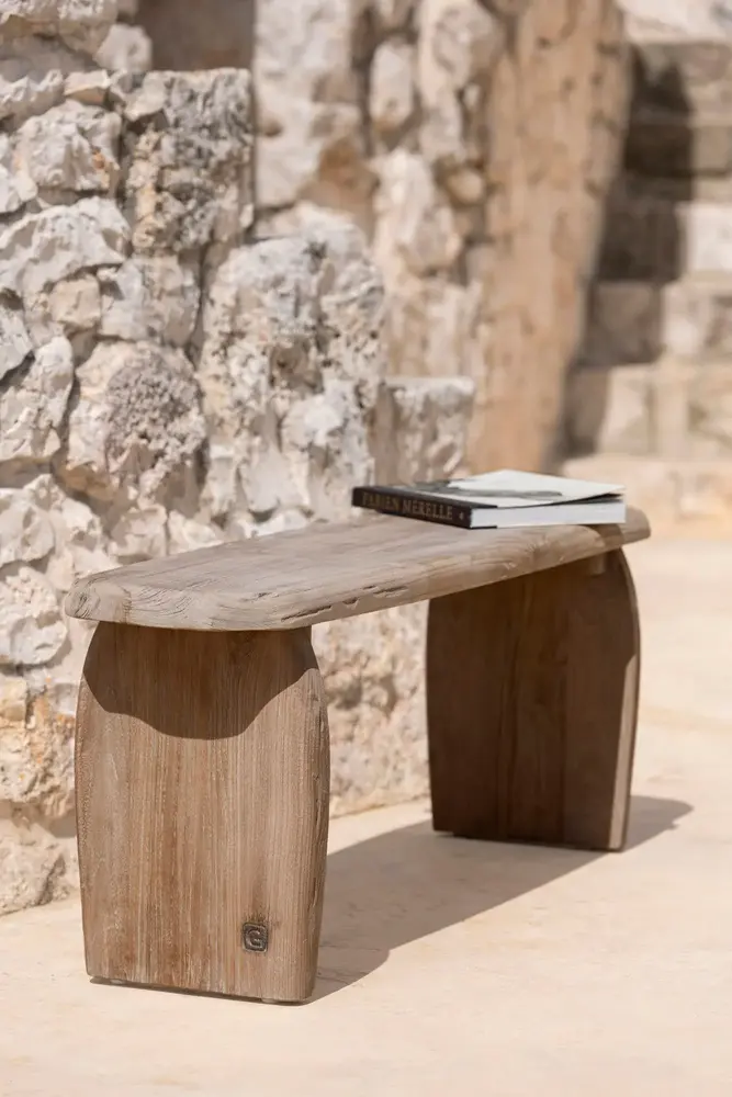 GOMMAIRE Outdoor | Organic Living Bench Pebble | Teak Natural Grey