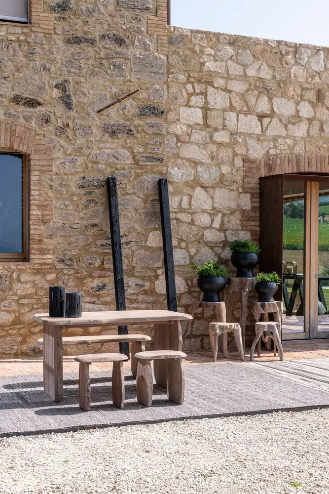 GOMMAIRE - Organic Living - Design Furniture  Banco Pebble | Teca Gris Natural