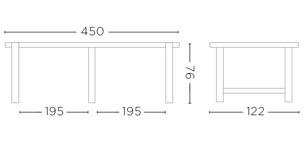 GOMMAIRE Outdoor | Organic Living Jacoba XL-bord | Teak naturgrå