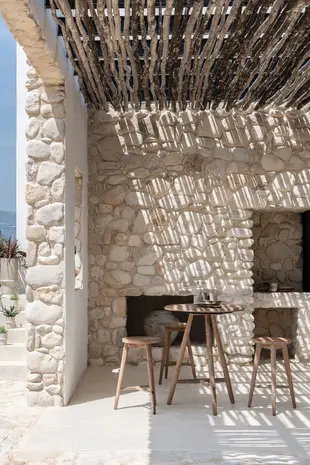 GOMMAIRE Outdoor | Organic Living Mesa de bar redonda Faye | Teca gris natural