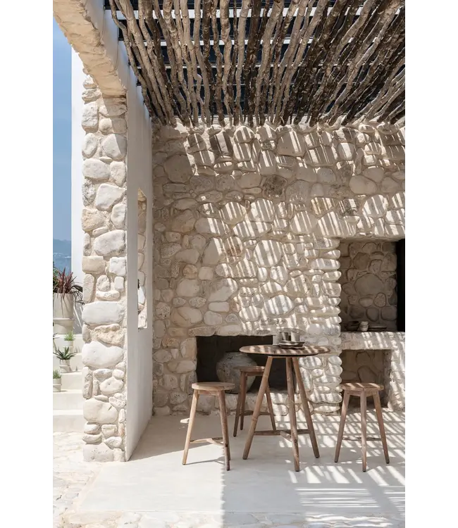 GOMMAIRE Outdoor Meubels | Organic Living Mesa de bar redonda Faye | Teca gris natural