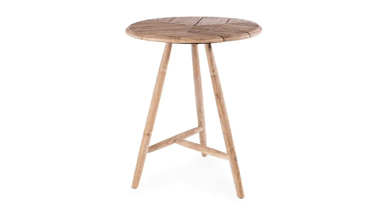 GOMMAIRE Outdoor | Organic Living Round Bar Table Faye | Teak Natural Grey