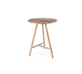 GOMMAIRE Outdoor | Organic Living Table de bar ronde Faye | Teck gris naturel