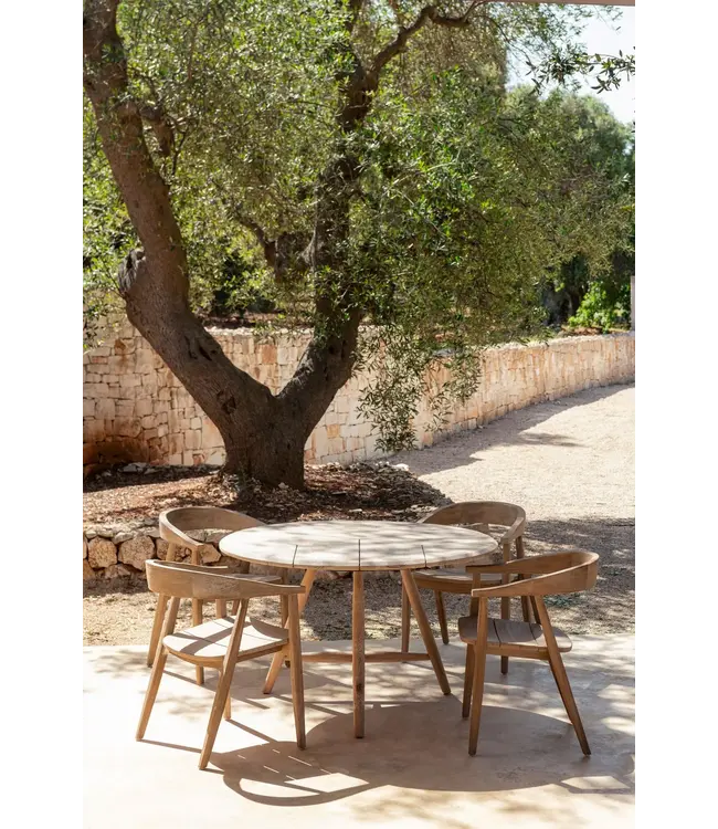 GOMMAIRE Outdoor Meubels | Organic Living Table ronde Faye | Teck gris naturel