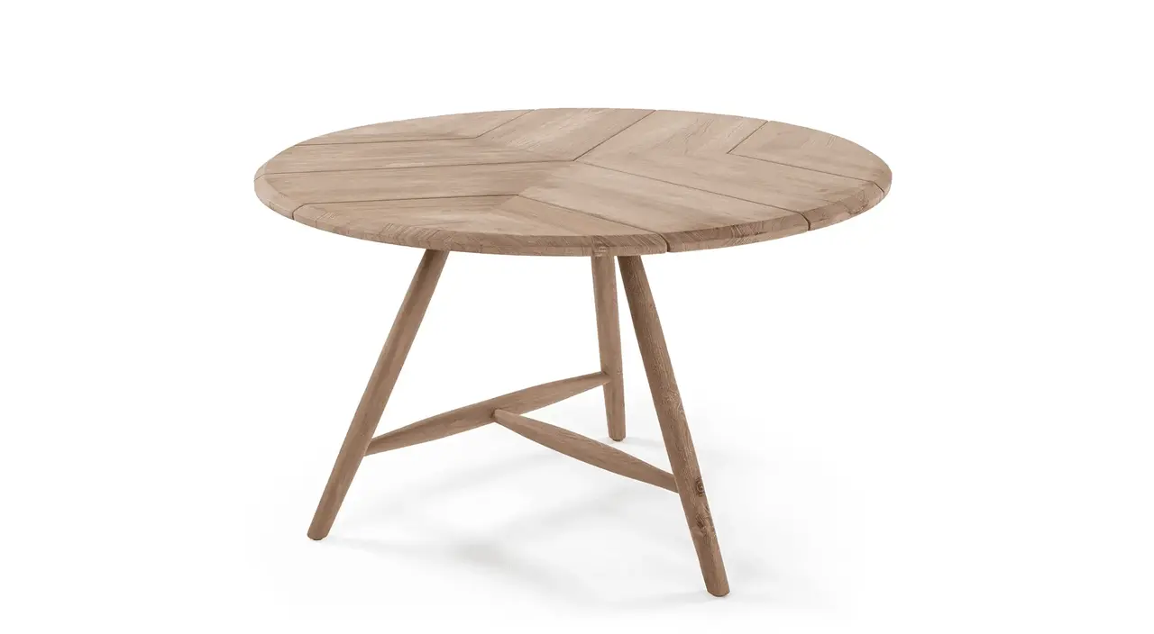 GOMMAIRE Outdoor | Organic Living Runder Tisch Faye | Teakholz Naturgrau