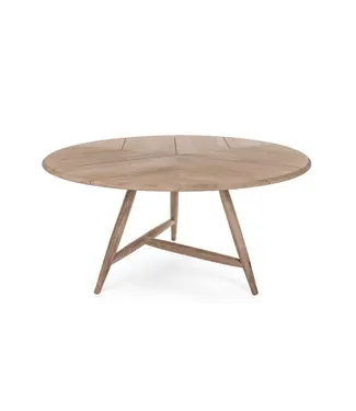 GOMMAIRE Outdoor Meubels | Organic Living Runder Tisch Faye XL | Teak Naturgrau