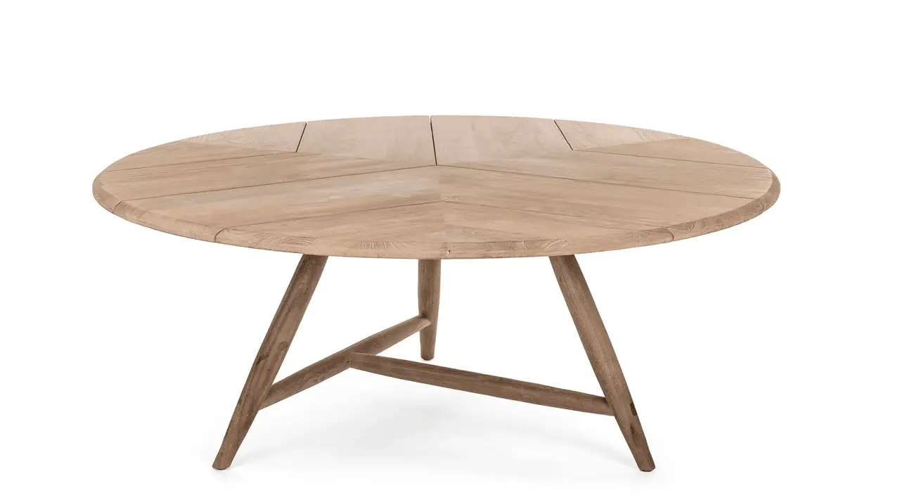 GOMMAIRE Outdoor | Organic Living Low Dining Round Table Faye XL | Teak Natural Grey