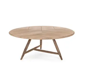 GOMMAIRE Outdoor Meubels | Organic Living Tavolo da pranzo basso rotondo Faye XL | Teak grigio naturale