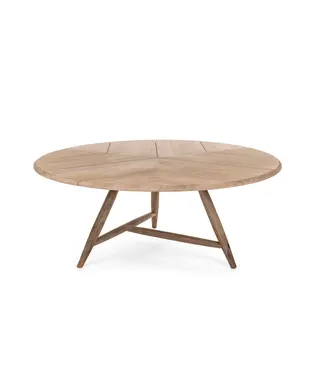 GOMMAIRE Outdoor Meubels | Organic Living Mesa de comedor redonda baja Faye XL | Teca gris natural