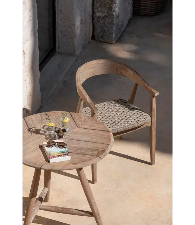GOMMAIRE Outdoor Meubels | Organic Living Bistro Round Table Faye | Teak Natural Grey