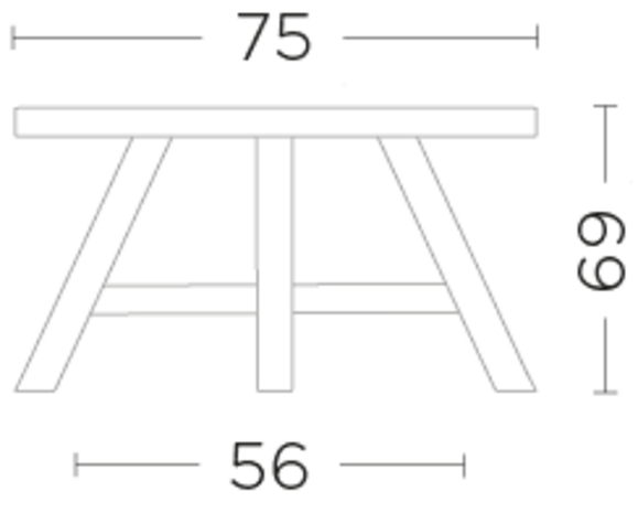 GOMMAIRE Outdoor | Organic Living Lavt spisebord i bistrostil, rundt Faye | Teak naturgrå