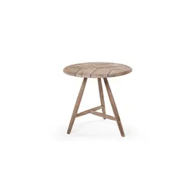 GOMMAIRE Outdoor Meubels | Organic Living Low Dining Bistro Round Table Faye | Teak Natural Grey