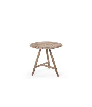 GOMMAIRE Outdoor Meubels | Organic Living Tavolo rotondo basso da bistrot Faye | Teak grigio naturale