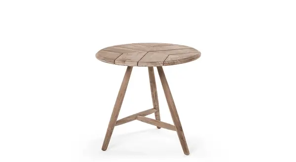 GOMMAIRE - Organic Living - Design Furniture Low Dining Bistro Round Table Faye | Teak Natural Grey GOMMAIRE - Organic Living - Design Furniture Low Dining Bistro Round Table Faye | Teak Natural Grey