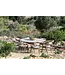 GOMMAIRE Outdoor Meubels | Organic Living Runder Tisch Faye XL | Teakholz Naturgrau / Betonplatte