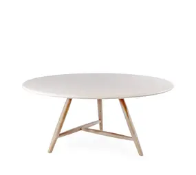 GOMMAIRE Outdoor Meubels | Organic Living Runder Tisch Faye XL | Teakholz Naturgrau / Betonplatte