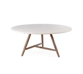 GOMMAIRE Outdoor Meubels | Organic Living Runder Tisch Faye XL | Teakholz, gebeizt Emas Brown / Betonplatte