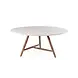 GOMMAIRE Outdoor | Organic Living Table ronde Faye XL | Teinte bois de teck Emas Brown / Plateau en béton