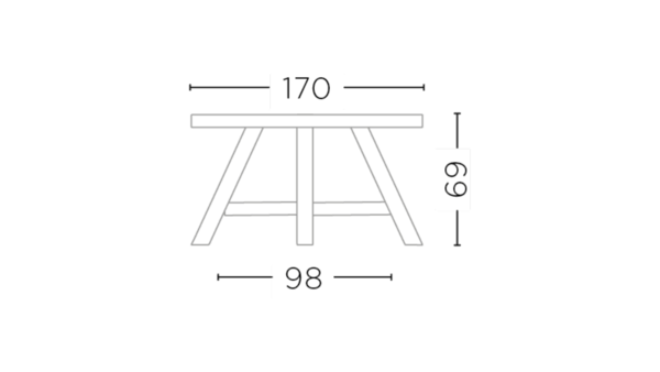 GOMMAIRE - Organic Living - Design Furniture Low Dining Round Table Faye XL | Teak Natural Gray / Conrete Top GOMMAIRE - Organic Living - Design Furniture Low Dining Round Table Faye XL | Teak Natural Gray / Conrete Top