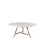 GOMMAIRE Outdoor Meubels | Organic Living Mesa de comedor redonda baja Faye XL | Teca gris natural / Tablero de hormigón