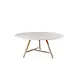 GOMMAIRE Outdoor | Organic Living Low Dining Round Table Faye XL | Teak Natural Grey / Conrete Top