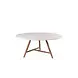 GOMMAIRE Outdoor | Organic Living Tavolo da pranzo basso rotondo Faye XL | Legno di teak tinto marrone Emas / Piano in cemento